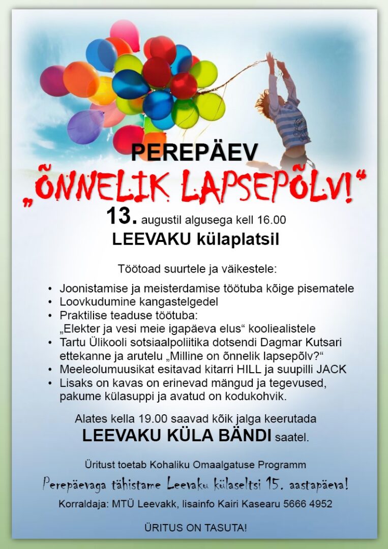 Leevaku  Perepäev  “Õnnelik lapsepõlv”