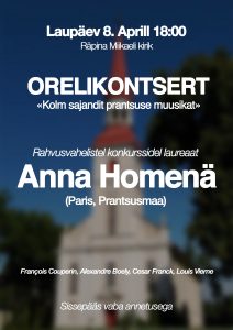 Orelikontsert "Kolm sajandit prantsuse muusikat" @ Räpina Püha Miikaeli kirik | Räpina | Põlva maakond | Eesti