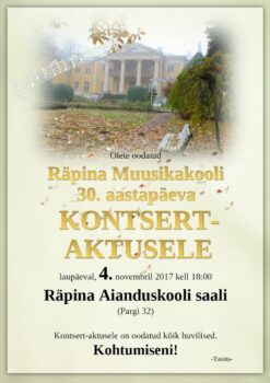 Räpina Muusikakooli 30. juubel @ Räpina Aianduskool | Räpina | Põlva maakond | Eesti