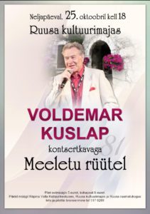 Voldemar Kuslapi kontsert MEELETU RÜÜTEL @ Ruusa kultuurimaja | Ruusa | Põlva maakond | Eesti