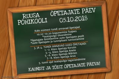 Ruusa Põhikooli õpetajate päev @ Ruusa Põhikool | Ruusa | Põlva maakond | Eesti