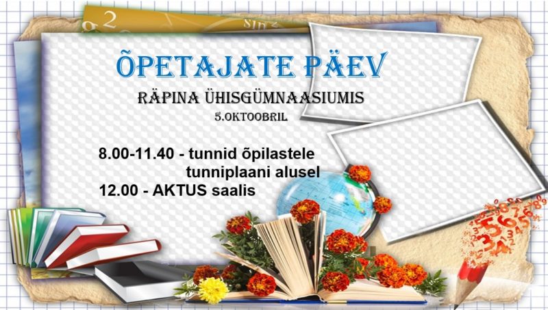 Õpetajate päev - tunnid õpilastele tunniplaani alusel