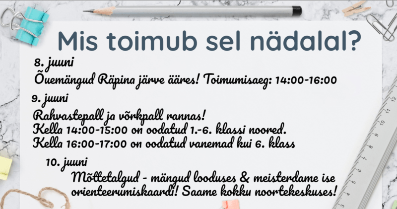 Räpina noortekeskuse tegevused