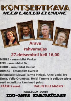 Kontsertkava "Need laulud ei unune" Aravu rahvamajas @ Aravu rahvamaja | Aravu | Tartu maakond | Eesti