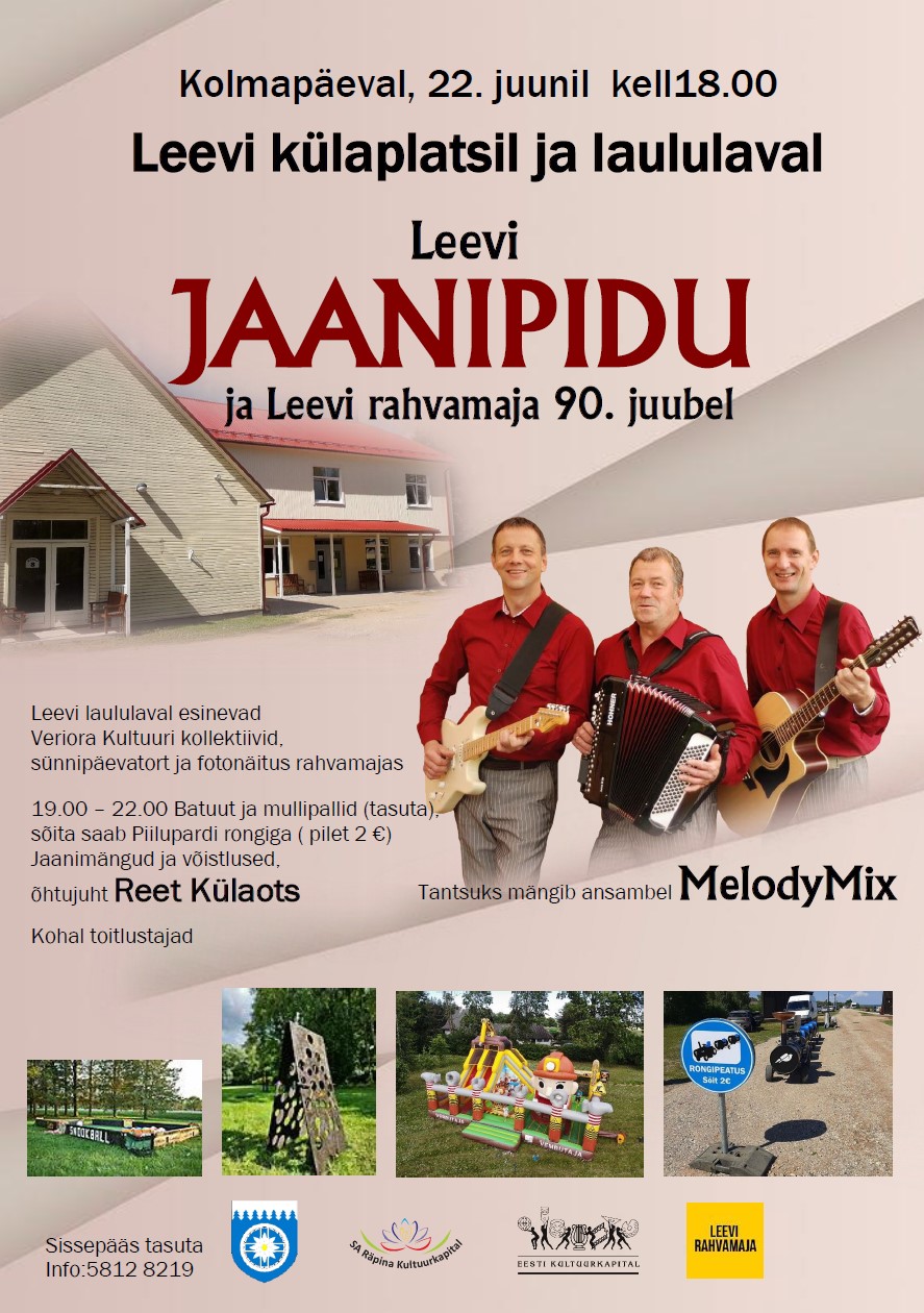 Jaanipidu Leevil ja Leevi rahvamaja 90. juubel @ Leevi külaplats ja laululava | Leevi | Põlva maakond | Eesti