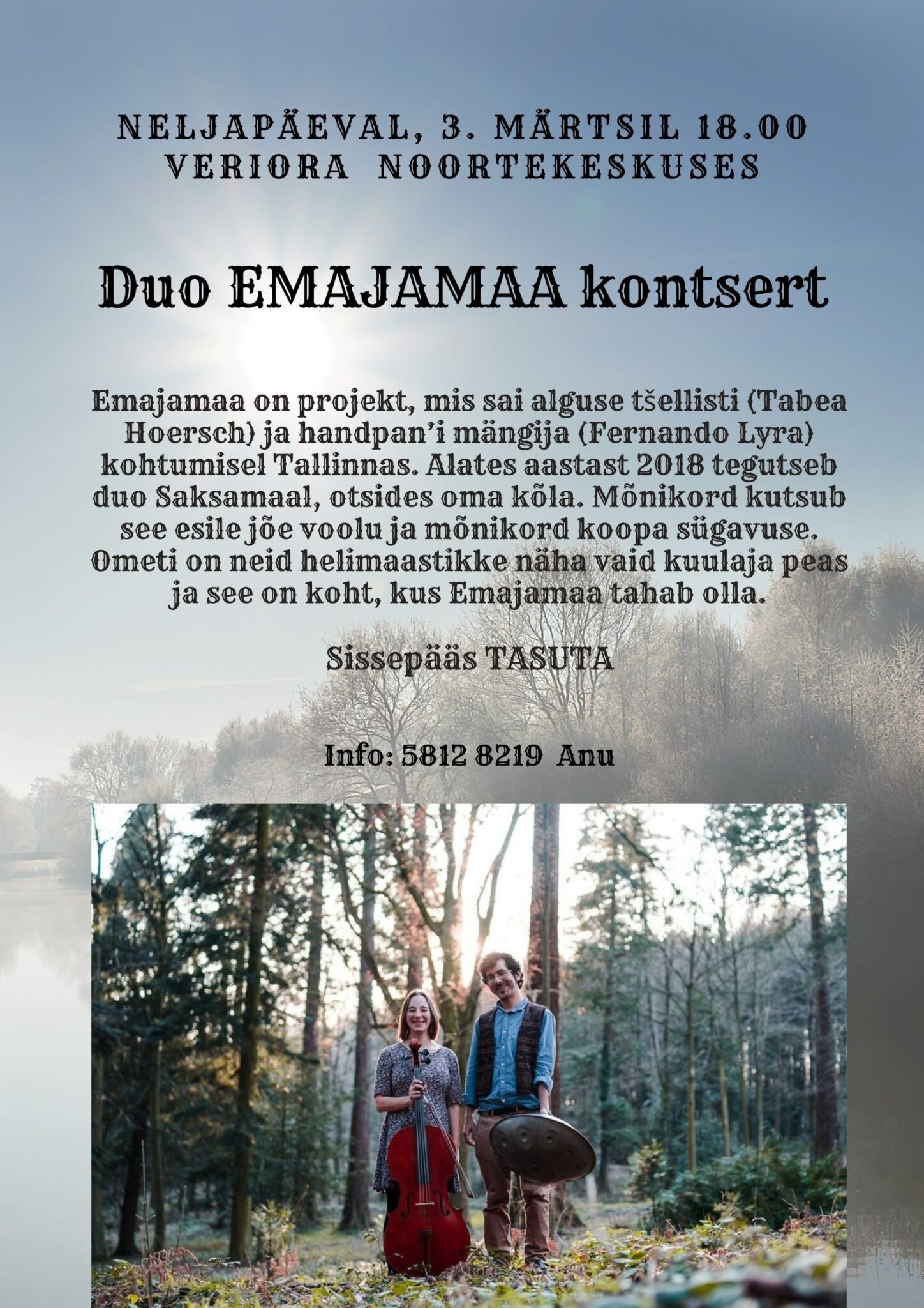 JÄÄB ÄRA! Duo EMAJAMAA kontsert @ Veriora Noortekeskus | Veriora | Põlva maakond | Eesti