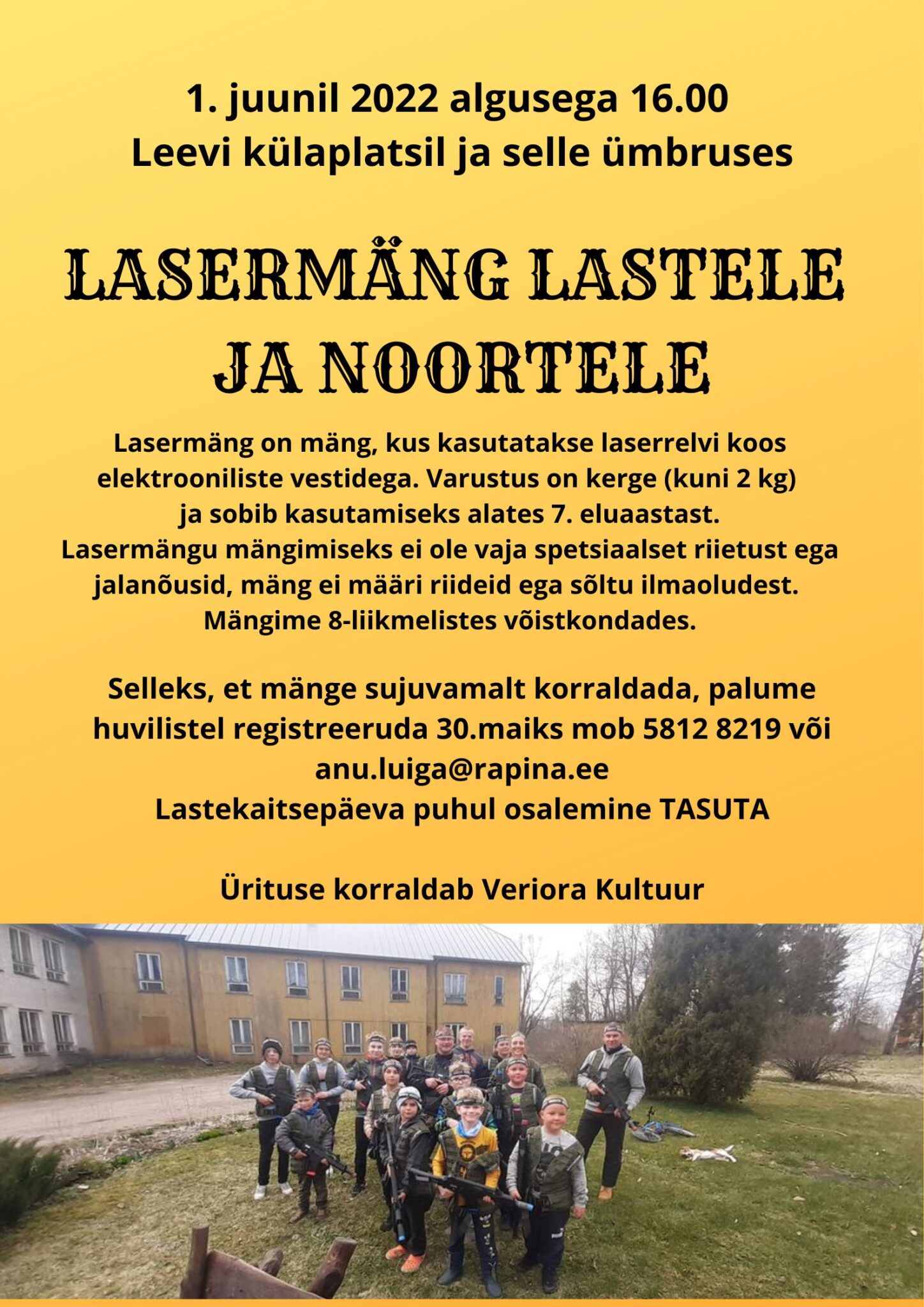 Lasermäng lastele ja noortele @ Leevi külaplats ja selle ümbrus | Leevi | Põlva maakond | Eesti