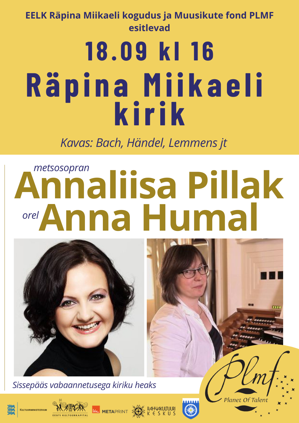 Annaliisa Pillak & Anna Humal Räpina Miikaeli kirikus @ Räpina | Põlva maakond | Eesti