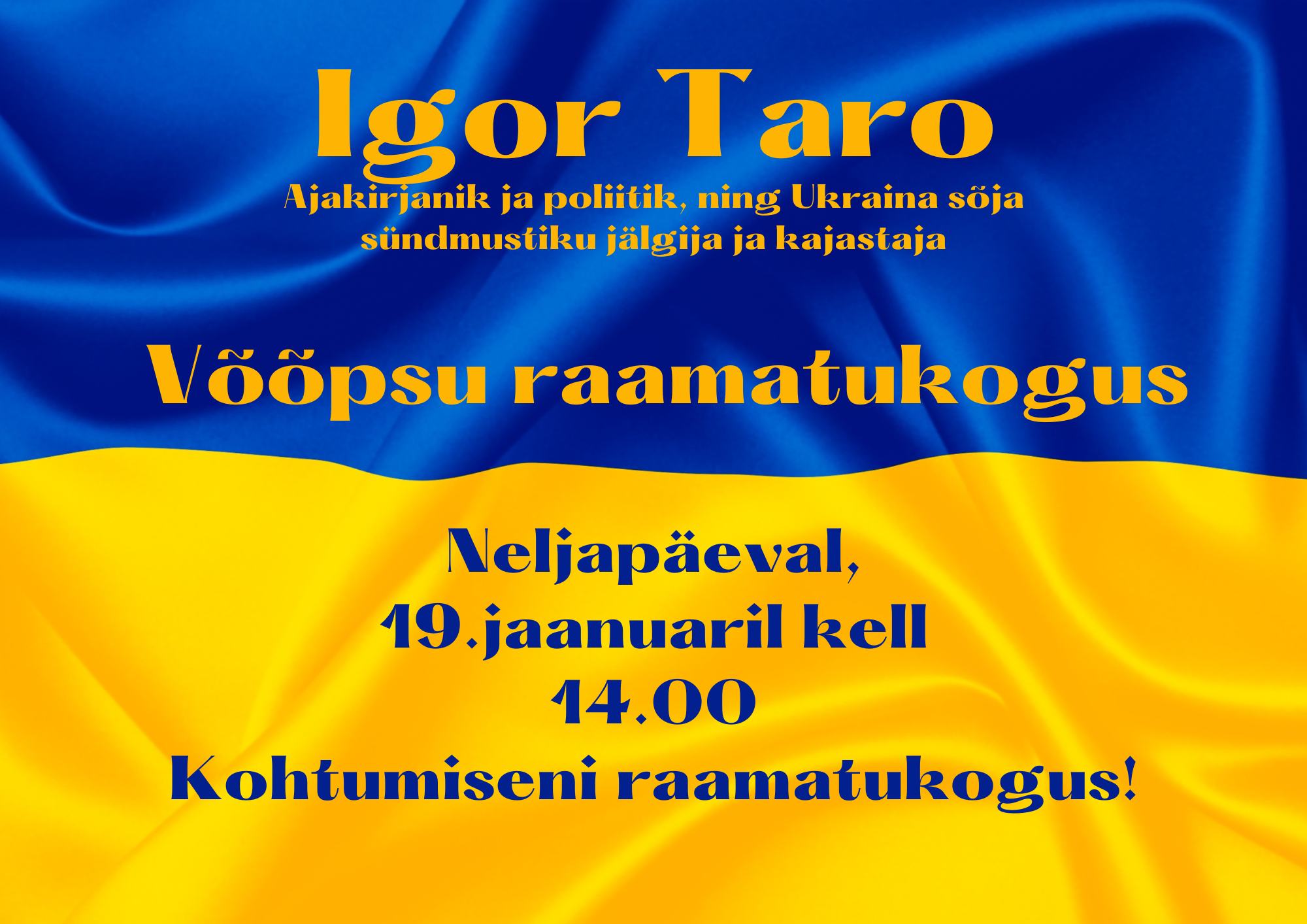 Kohtumisõhtu Igor Taroga @ Võõpsu raamatukogus | Võõpsu | Põlva maakond | Eesti