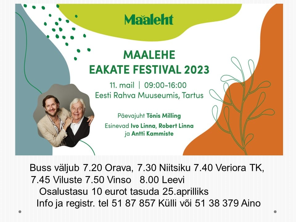 Väljasõit ERMi eakate festivalile @ Tartu | Tartu maakond | Eesti