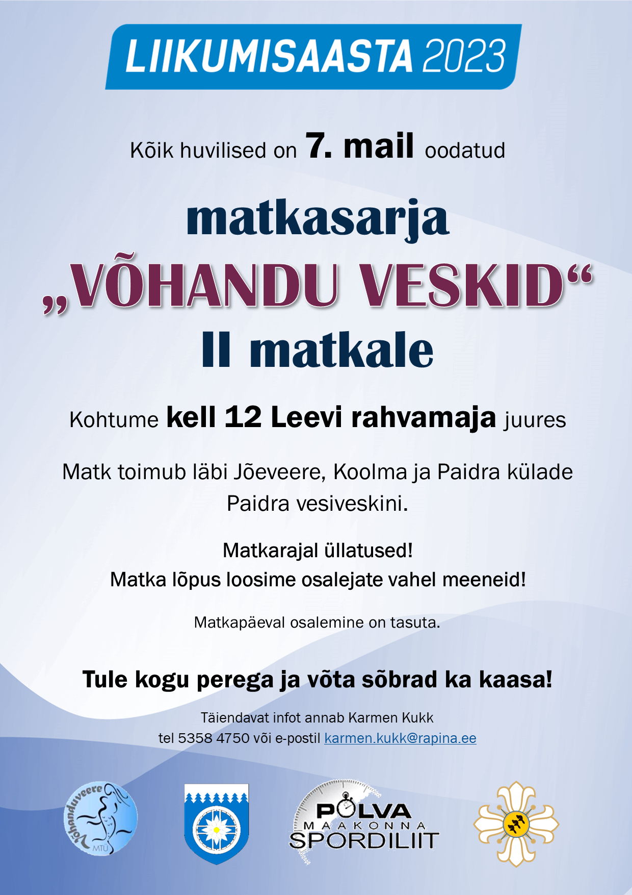 Matkasarja "Võhandu veskid" II matk @ kogunemine Leevi rahvamaja juures | Leevi | Põlva maakond | Eesti