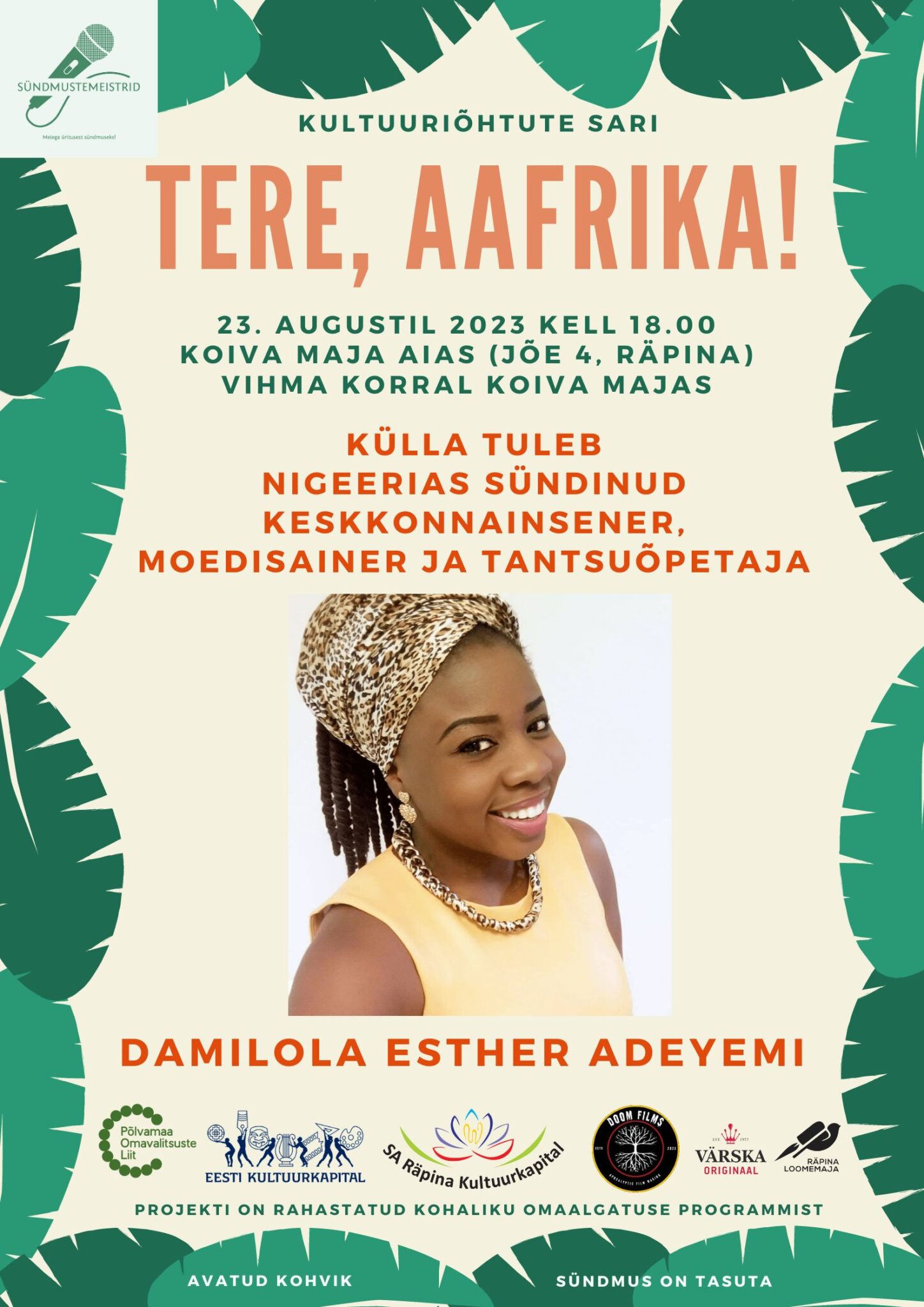 Kultuuritõhtu "Tere, Aafrika!": Damilola Esther Adeyemi @ Koiva maja aias | Räpina | Põlva maakond | Eesti