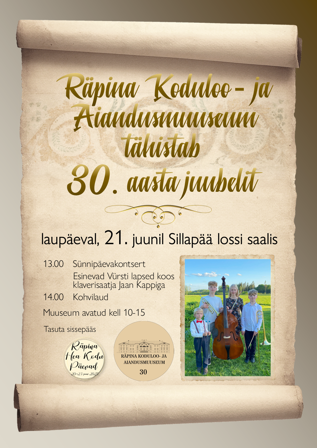 Räpina Koduloo- ja Aiandusmuuseumi 30. aasta juubel @ Räpina Koduloo- ja Aiandusmuuseum | Räpina | Põlva maakond | Eesti