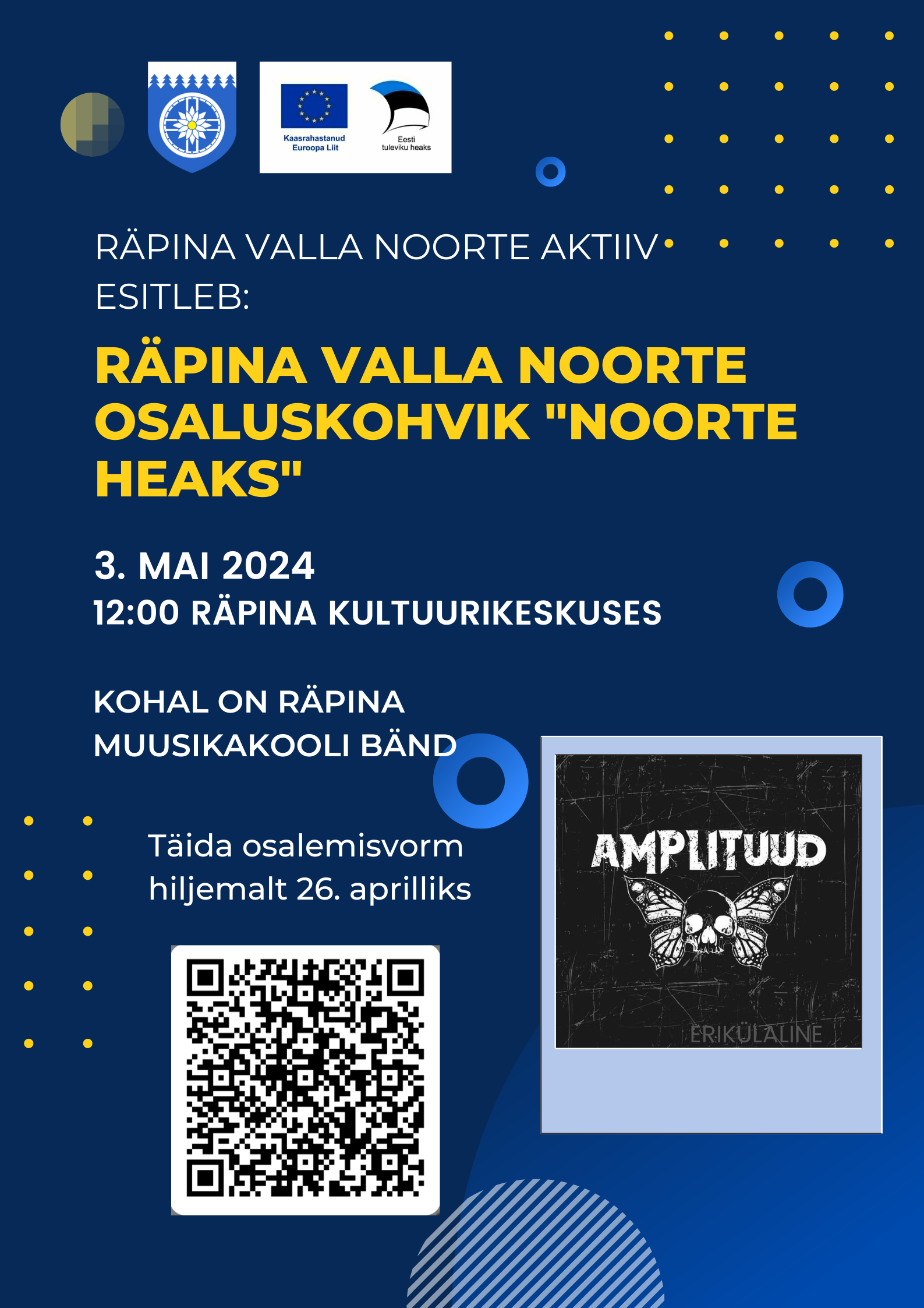 3. mail Räpina valla noorte osaluskohvikus „Noorte Heaks“ @ Räpina valla kultuurikeskuses | Räpina | Põlva maakond | Eesti