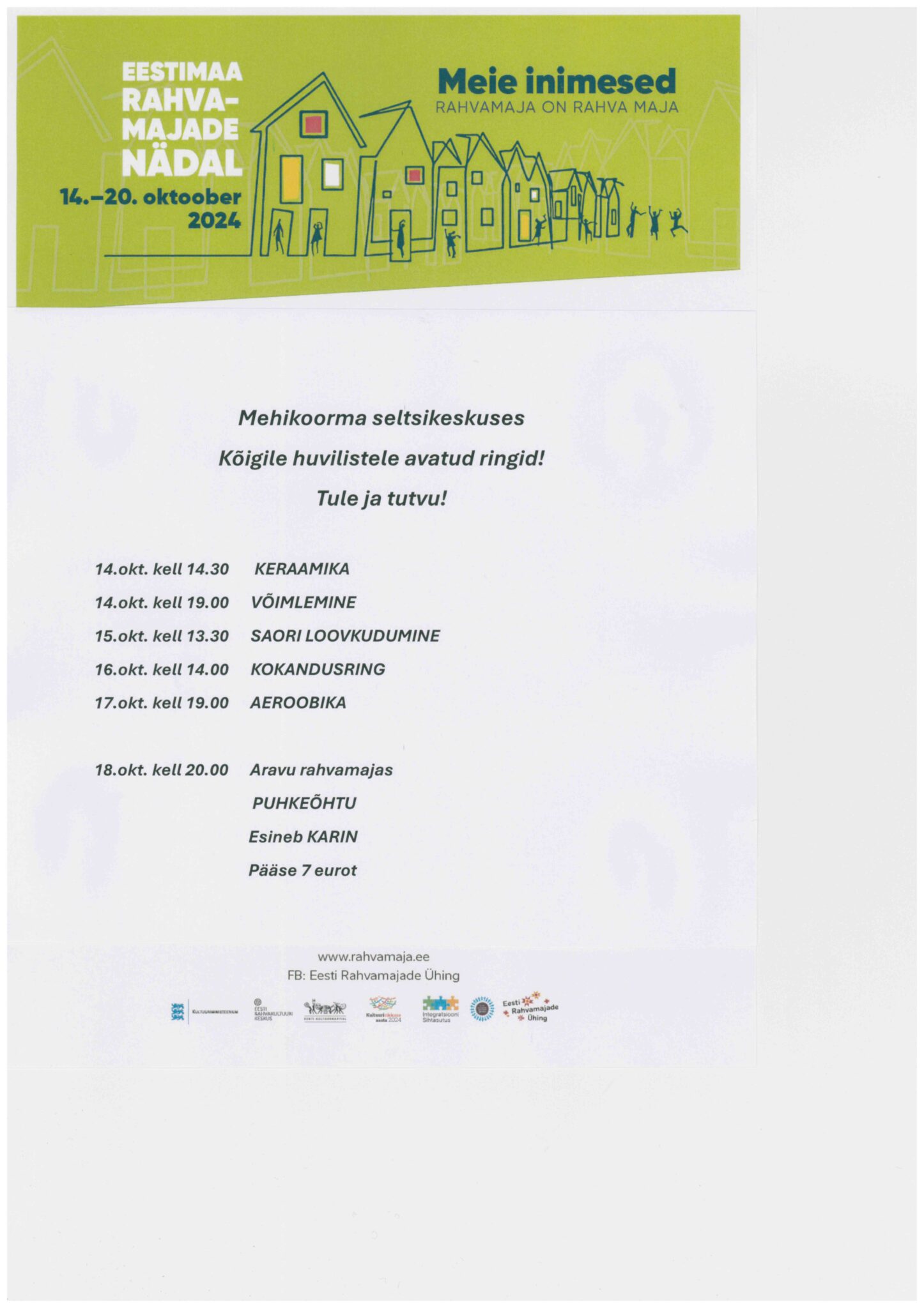 Rahvamajade nädal @ Aravu rahvamaja, Mehikoorma seltsikeskus | Aravu | Põlva maakond | Eesti