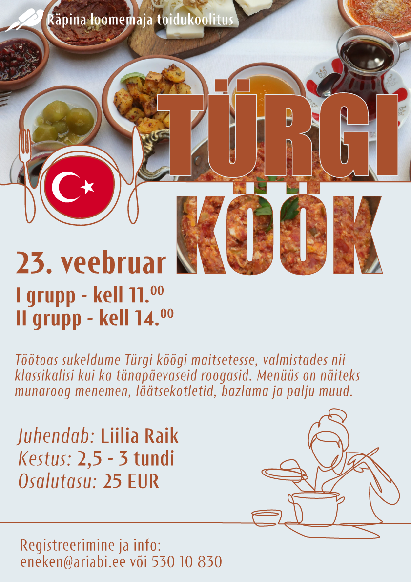 Türgi köök toidukoolitus Räpina loomemajas @ Räpina loomemaja | Räpina | Põlva maakond | Eesti
