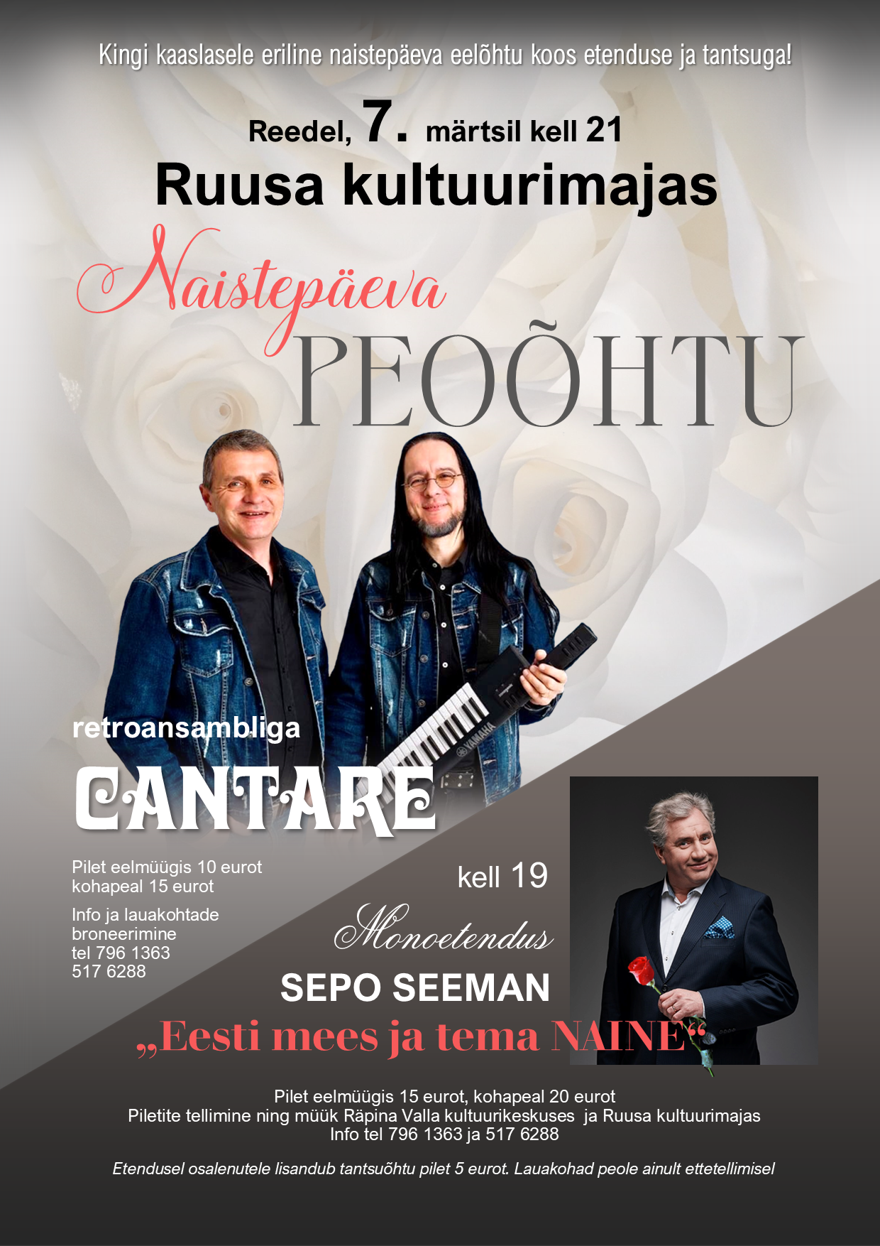 Naistepäeva tantsuõhtu retroansambliga Cantare @ Ruusa kultuurimaja | Ruusa | Põlva maakond | Eesti