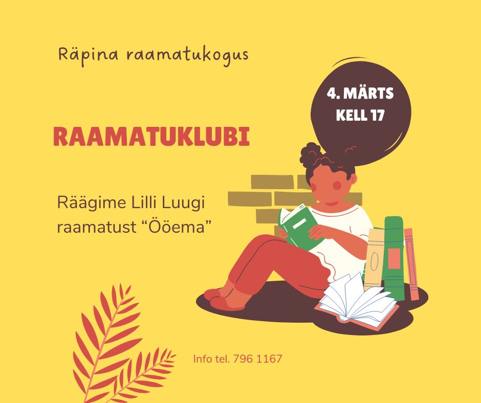 Raamatuklubi Räpina raamatukogus @ Räpina raamatukogu | Räpina | Põlva maakond | Eesti
