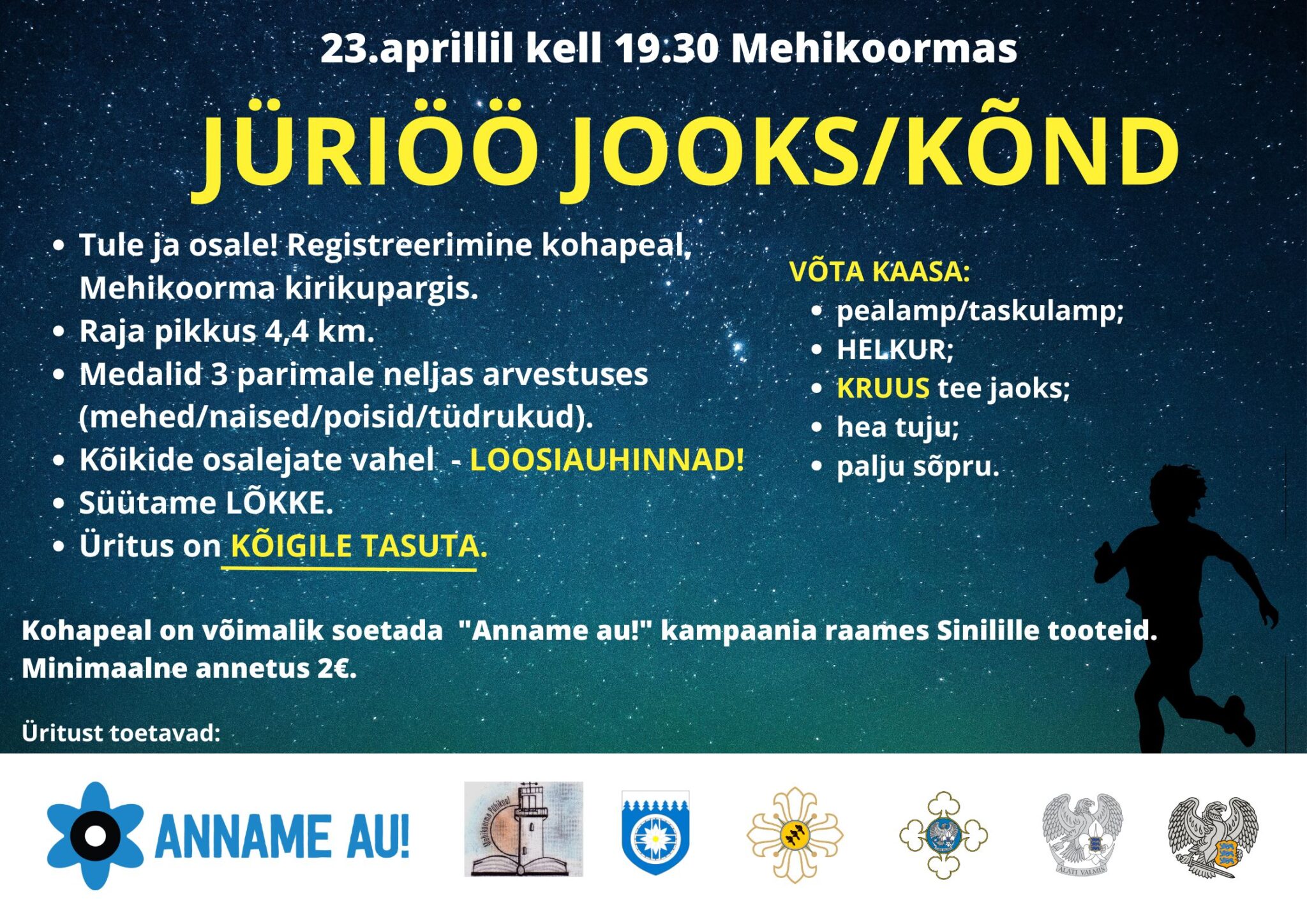 Jüriöö jooks/kõnd @ Mehikoorma kiriku park | Mehikoorma | Põlva maakond | Eesti