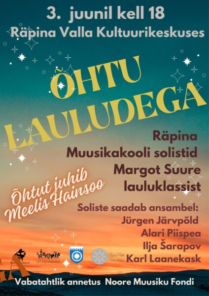Räpina Muusikakooli solistide kontsert "Õhtu Lauludega" @ Räpina Valla Kultuurikeskus | Räpina | Põlva maakond | Eesti