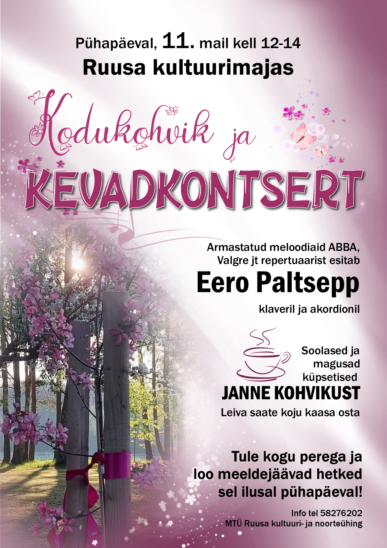 Kodukohvik ja kevadkontsert Ruusa kultuurimajas @ Ruusa kultuurimaja | Ruusa | Põlva maakond | Eesti