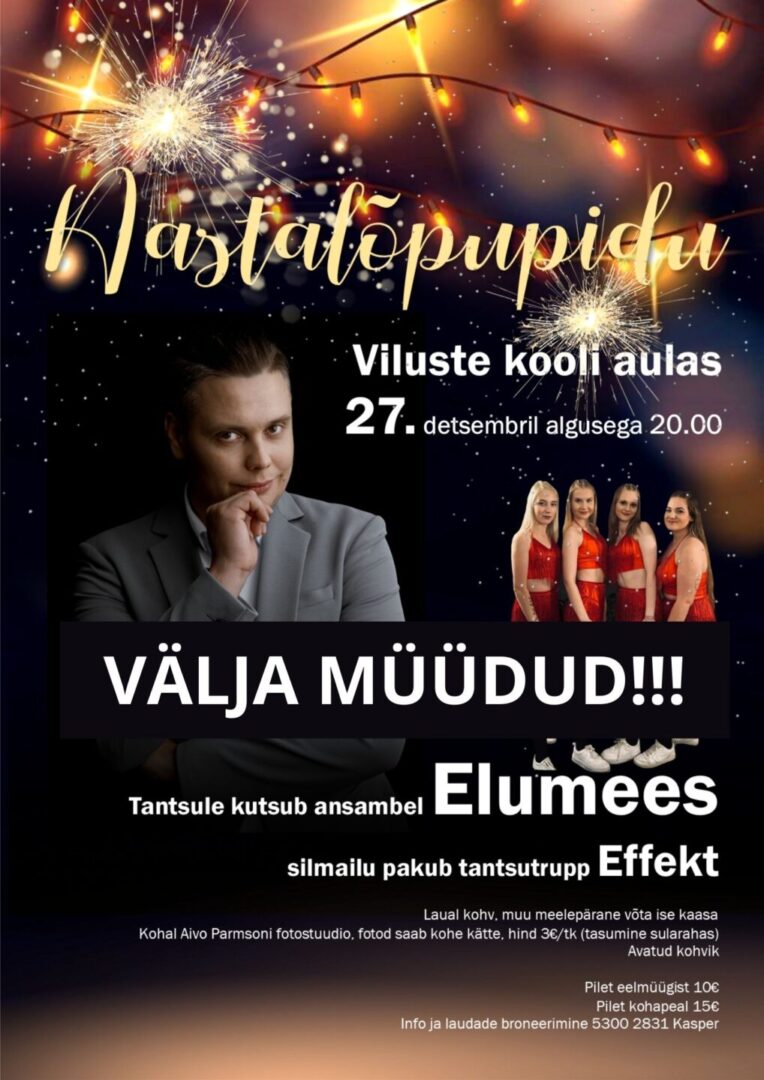 VÄLJA MÜÜDUD! Aastalõpupidu Vilustes @ Viluste kool | Viluste küla | Põlva maakond | Eesti