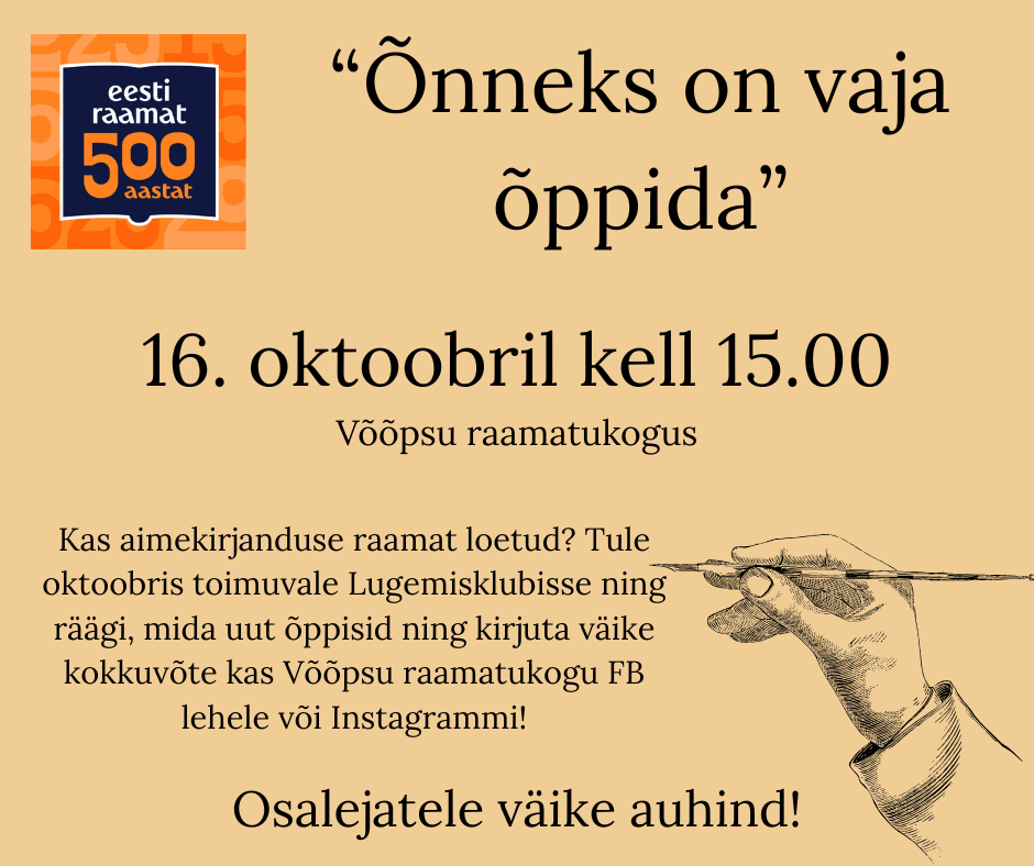 "Õnneks on vaja õppida! Võõpsu Lugemisklubi-eri @ Võõpsu raamatukogu | Võõpsu | Põlva maakond | Eesti