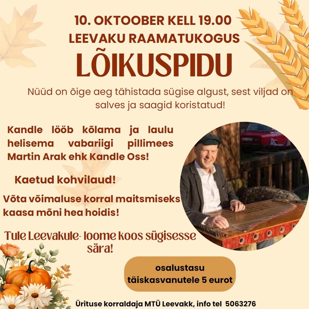 Lõikuspidu Leevaku raamatukogus