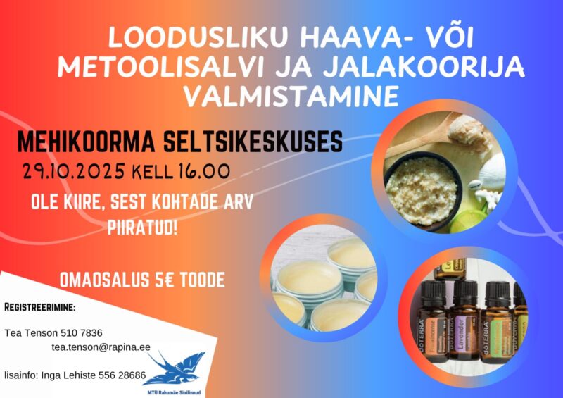 Looduskosmeetika töötuba @ Mehikoorma seltsikeskus | Mehikoorma | Põlva maakond | Eesti