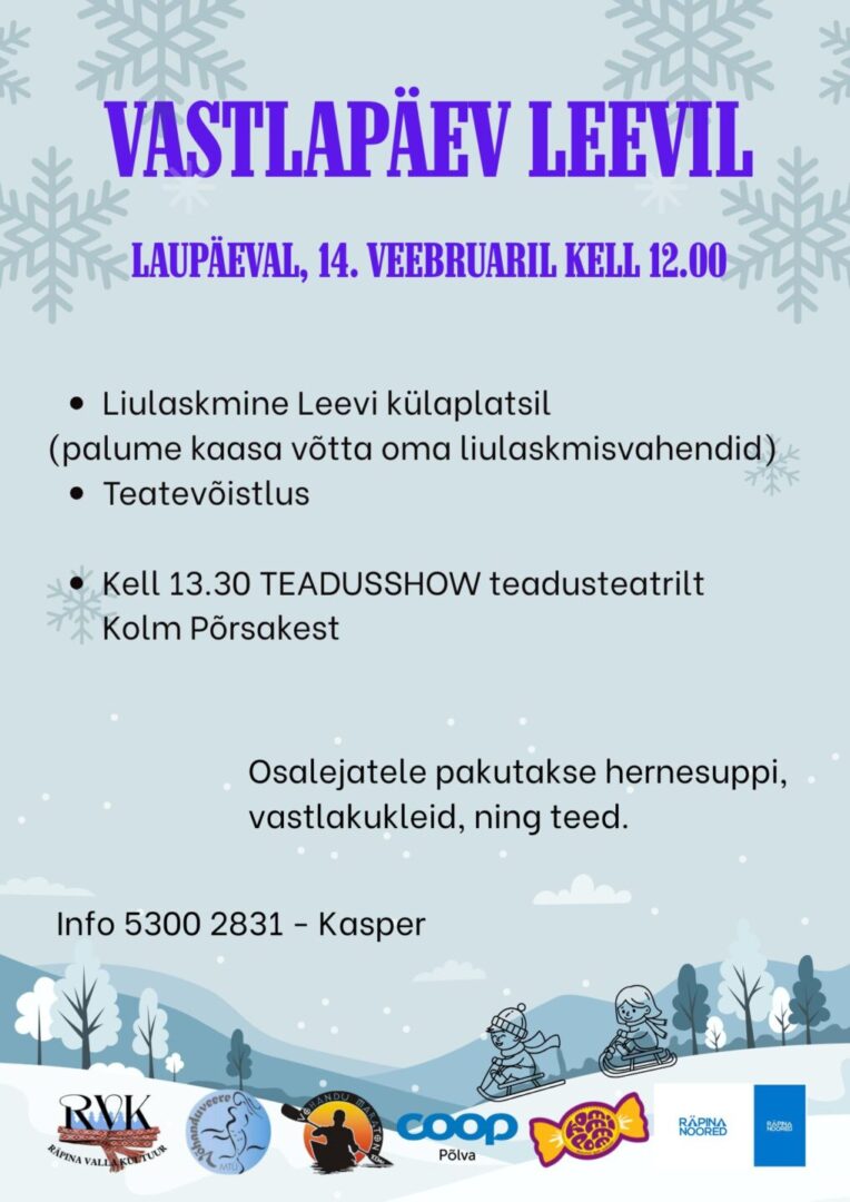 Vastlapäev Leevil @ Võhanduveere vabaõhukeskus | Leevi | Põlva maakond | Eesti