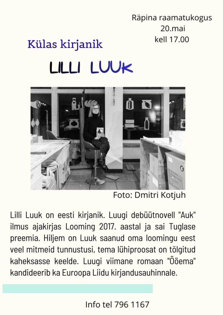 Külas kirjanik Lilli Luuk @ Räpina raamatukogu | Räpina | Põlva maakond | Eesti