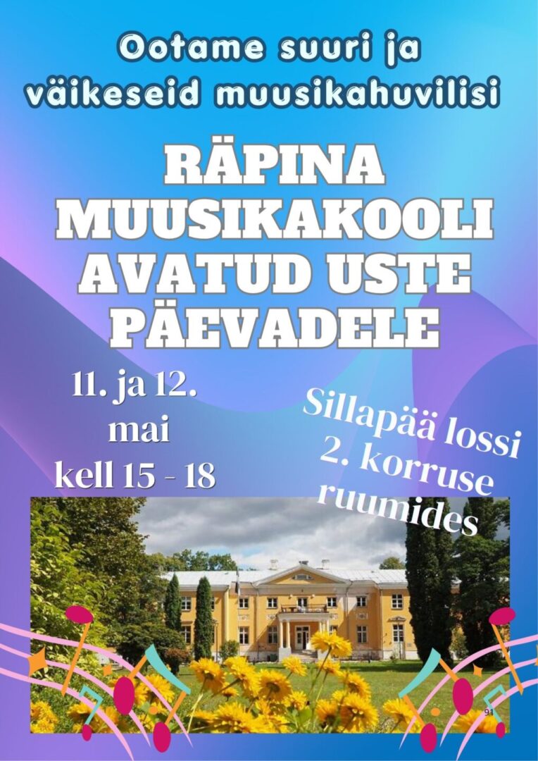 Avatud uste päevad Räpina Muusikakoolis @ Räpina Muusikakool | Räpina | Põlva maakond | Eesti